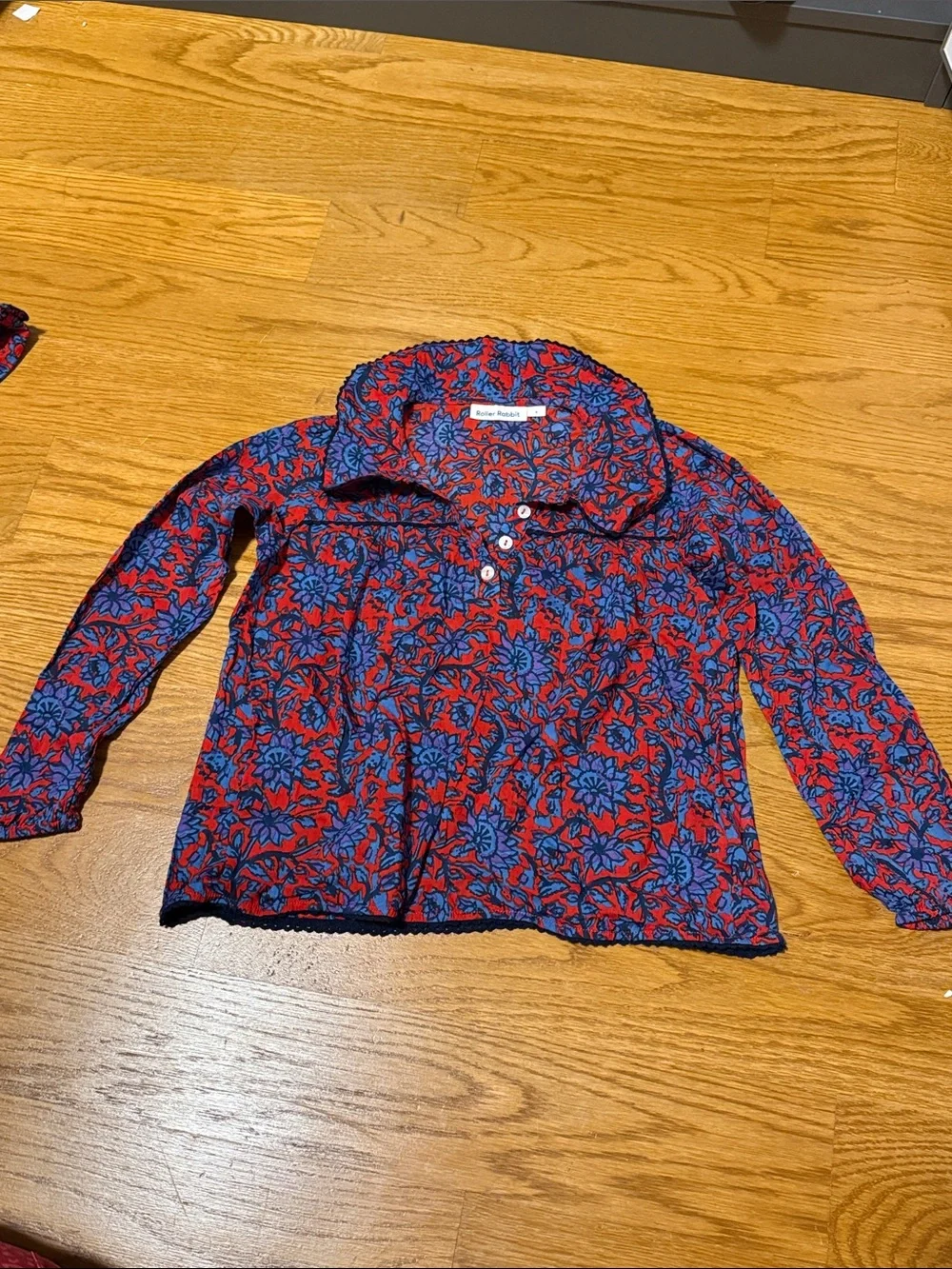 BNWOT - Roller Rabbit Girls Red & Blue Floral Button-Front Shirt - Size 8